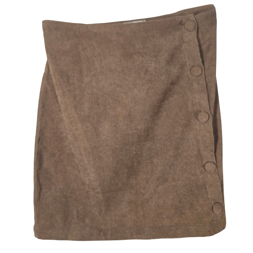 NWT Altar"d State Brown Corduroy Button Front Boho Chic Casual Mini Skirt Size M